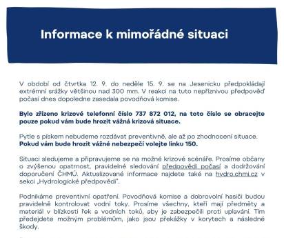 informace k mimořádné situaci